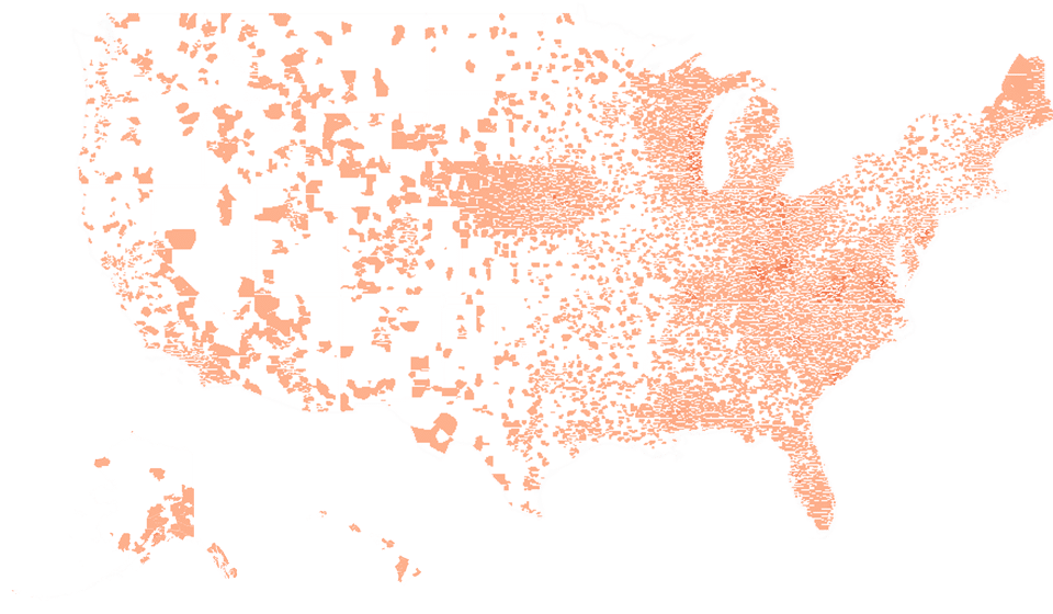 County-level map showing where patients under care in the OncoLens Research Network are concentrated across the contiguous United States, with Alaska and Hawaii shown as insets